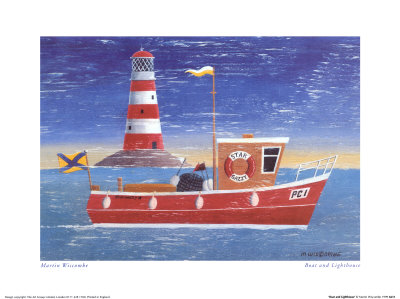 Boat And Lighthouse by Martin Wiscombe Pricing Limited Edition Print image