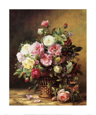 Old World Roses In A Basket by Albert Williams Pricing Limited Edition Print image