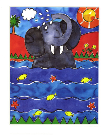Elephant Shower by Paula Nightingale Pricing Limited Edition Print image