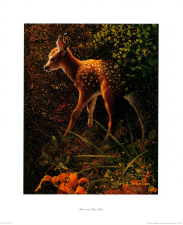 Fawn And Tiger Lilies by Jay Johnson Pricing Limited Edition Print image