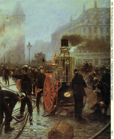 The Fire Brigade Turn Out In Kultorvet, Copenhagen by Paul Gustav Fischer Pricing Limited Edition Print image