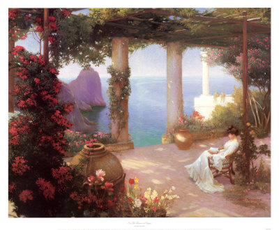 On The Terrace At Capri by Karl Maria Schuster Pricing Limited Edition Print image