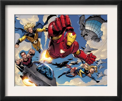 The Mighty Avengers #8 Group: Iron Man, Ms. Marvel, Sentry And Wonder Man by Mark Bagley Pricing Limited Edition Print image