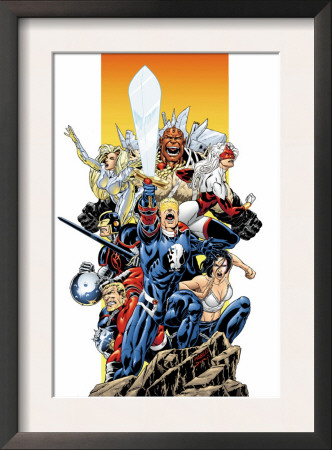 The Official Handbook Of The Marvel Universe Teams 2005 Group: Captain Britain by Pablo Raimondi Pricing Limited Edition Print image
