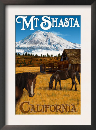 Mt. Shasta And Horses, C.2009 by Lantern Press Pricing Limited Edition Print image