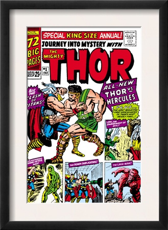 Journey Into Mystery: Thor #1 Cover: Thor And Hercules Fighting by Jack Kirby Pricing Limited Edition Print image