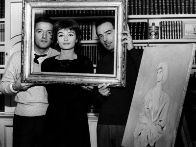 Anouk Aimée With Benno Graziani And Carlo Guarettiti, Painter, Paris, 1955 by Benno Graziani Pricing Limited Edition Print image