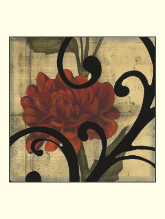 Dahlias & Scrolls I by Jennifer Goldberger Pricing Limited Edition Print image