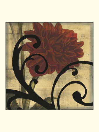 Dahlias & Scrolls Iii by Jennifer Goldberger Pricing Limited Edition Print image