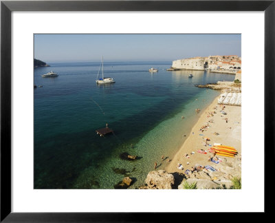 Old Town Beach And Harbour Area, Dubrovnik, Unesco World Heritage Site, Dalmatia, Croatia by Christian Kober Pricing Limited Edition Print image