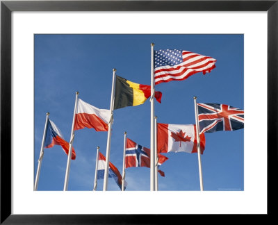 Allied Forces Flags Flying At War Landing Beaches, Calvados, Normandy, France by Guy Thouvenin Pricing Limited Edition Print image