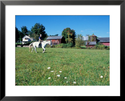 Woman Riding Horseback On Skiff Mountain, Litchfield Hills, Connecticut, Usa by Jerry & Marcy Monkman Pricing Limited Edition Print image