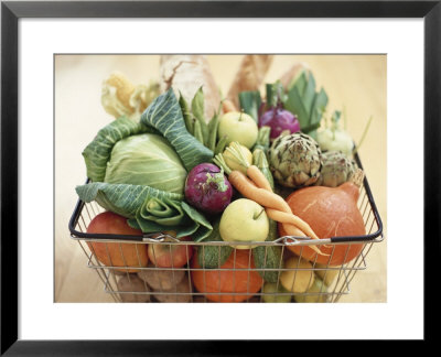 Vegetables, Fruit And Bread In Basket by Frank Adam Pricing Limited Edition Print image