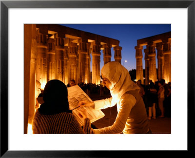 Drawing Classes For Women In The Temple Of Thebe Area, Egypt by Michele Molinari Pricing Limited Edition Print image