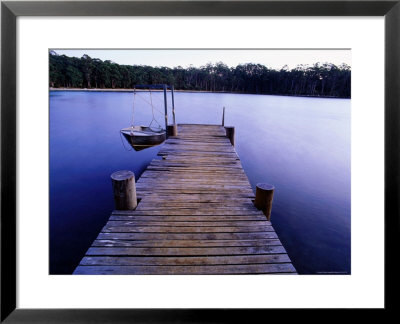 Jetty With Boat At Sunrise by Rob Blakers Pricing Limited Edition Print image