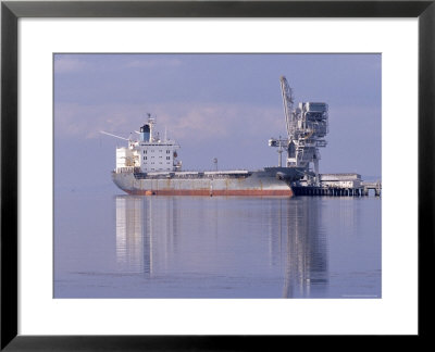 Cargo Tanker Ship Tied Up To A Jetty, Reflecting In The Calm Harbour, Australia by Jason Edwards Pricing Limited Edition Print image