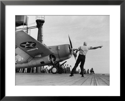 Close Up Of Fighter Plane Before Takeoff From Flight Deck Of Aircraft Carrier Enterprise by Peter Stackpole Pricing Limited Edition Print image