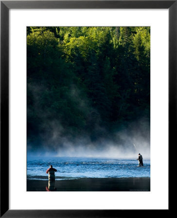 Fly-Fishing In Early Morning Mist On The Androscoggin River, Errol, New Hampshire, Usa by Jerry & Marcy Monkman Pricing Limited Edition Print image