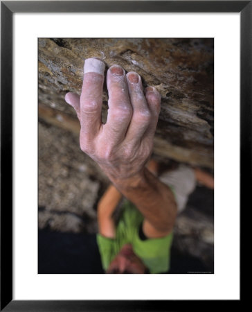 Hand Reaches Up For A Small Hold On A Rock Climb In Wyoming by Bobby Model Pricing Limited Edition Print image