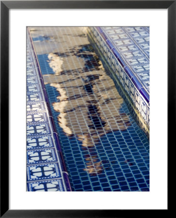 Reflection Of The Mission San Buenaventura In Pool With Spanish Tiles, California by Michael S. Lewis Pricing Limited Edition Print image