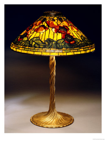 A Poppy Leaded Glass And Bronze Table Lamp by Tiffany Studios Pricing Limited Edition Print image