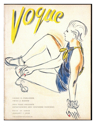Vogue Cover - January 1935 by R.S. Grafstrom Pricing Limited Edition Print image