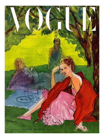 Vogue Cover - June 1947 by Rene R. Bouche Pricing Limited Edition Print image