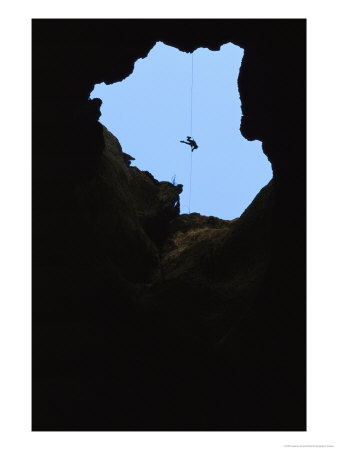 Man Climbs Out Of Funnel Cave by Stephen Alvarez Pricing Limited Edition Print image