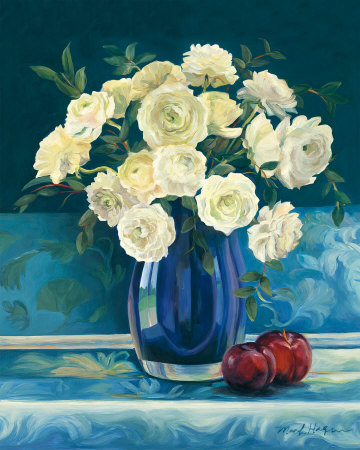 Roses In Cobalt Vase by Marilyn Hageman Pricing Limited Edition Print image