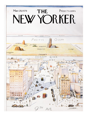 The New Yorker Cover, View Of The World From 9Th Avenue - March 29, 1976 by Saul Steinberg Pricing Limited Edition Print image