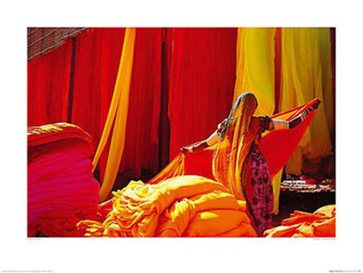 Brightly Coloured Saris by Bruno Morandi Pricing Limited Edition Print image