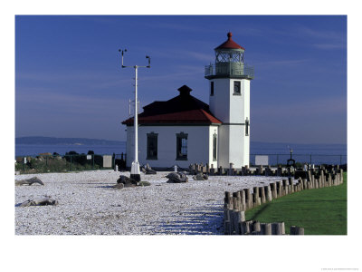 Alki Point Lighthouse On Elliot Bay, Seattle, Washington, Usa by Jamie & Judy Wild Pricing Limited Edition Print image