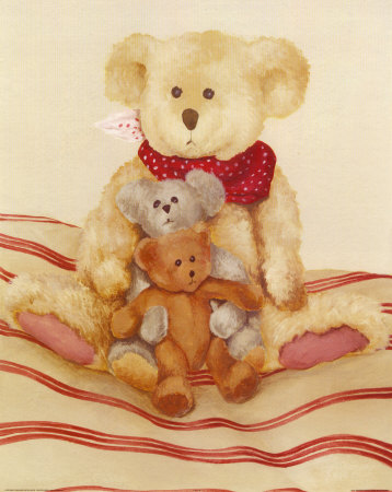 Three Bears On Striped Blanket by Catherine Becquer Pricing Limited Edition Print image