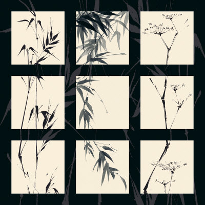 Asian Grass Squares On Black by Chris Paschke Pricing Limited Edition Print image