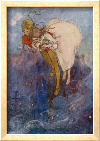 Peter Pan And Wendy Float Away Over The City by Alice B. Woodward Pricing Limited Edition Print image