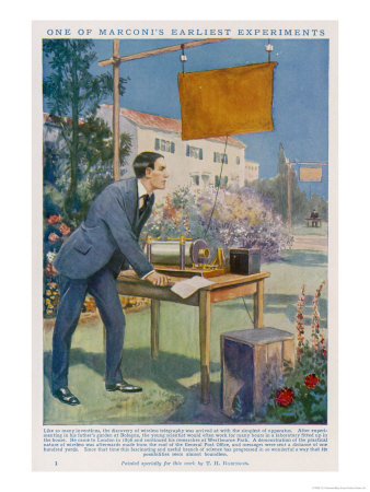 Guglielmo Marconi Conducting An Early Experiment In Wireless Telegraphy In His Father's Garden by T.H. Robinson Pricing Limited Edition Print image