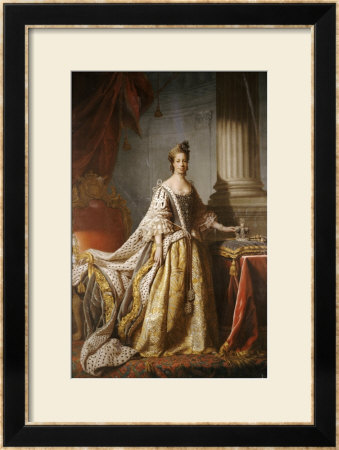 Portrait Of Queen Charlotte, Full Length In Robes Of State by John Ramsay Pricing Limited Edition Print image