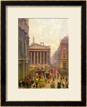 The Rush Hour By The Royal Exchange From Queen Victoria Street, 1904 by Alexander Friedrich Werner Pricing Limited Edition Print image