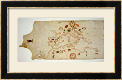 Miniature Nautical Map Of The Central Mediterranean, 1560 by Matteo Prunes Pricing Limited Edition Print image