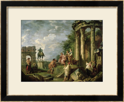 Peasants Amongst Roman Ruins, 1743 by Giovanni Paolo Pannini Pricing Limited Edition Print image