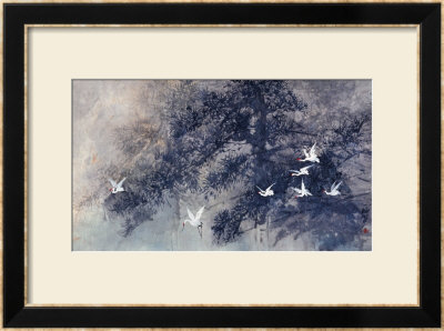 Cranes In Pinewood by Haizann Chen Pricing Limited Edition Print image