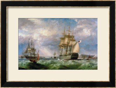 British Men-O-War Sailing Into Cork Harbour by George Mounsey Wheatley Atkinson Pricing Limited Edition Print image