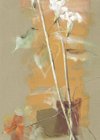 Hibiscus Sur Fond Ocre by C. Bernarduchene Pricing Limited Edition Print image