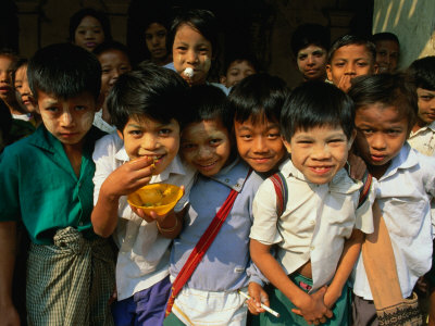 Group Of School Children, Mawlamyaing, Mon State, Myanmar (Burma) by Bernard Napthine Pricing Limited Edition Print image