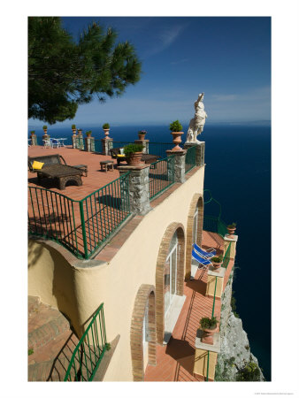 Ceasar Statue Above The Bay Of Naples, Ceasar Augustus Hotel,  Anacapri, Capri, Campania, Italy by Walter Bibikow Pricing Limited Edition Print image