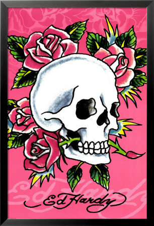 Ed Hardy - Pink Skull & Roses by Ed Hardy Pricing Limited Edition Print image