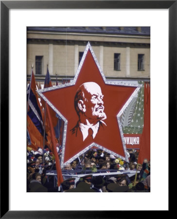 Spontaneous Demonstration After Military May Day Parade, Red Flags And Portraits Of Marx And Lenin by Howard Sochurek Pricing Limited Edition Print image