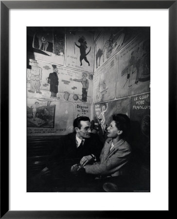 French Couple At Cafe Tango Du Chat In The Latin Quarter, Paris by Gjon Mili Pricing Limited Edition Print image