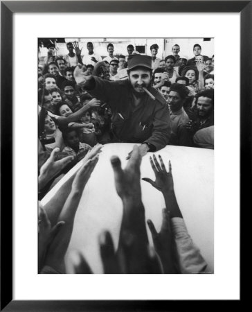 Rebel Leader Fidel Castro Being Cheered By A Village Crowd On His Victorious March To Havana by Grey Villet Pricing Limited Edition Print image