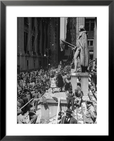 Confetti And Streamers Fly Down From Office Buildings As People Celebrate End Of War In Europe by Andreas Feininger Pricing Limited Edition Print image